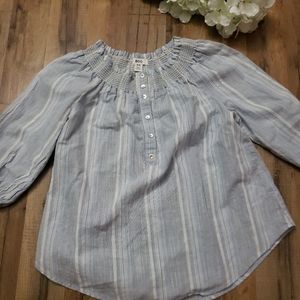 BDG blue white stripe off shoulder cotton top size small